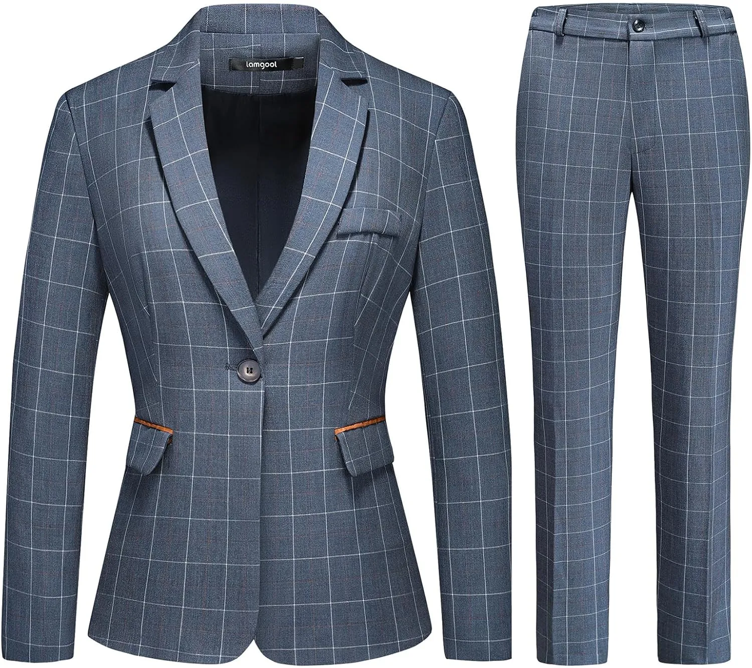 Lamgool Women's 2 Piece Plaid Suit Lady's Business Suit