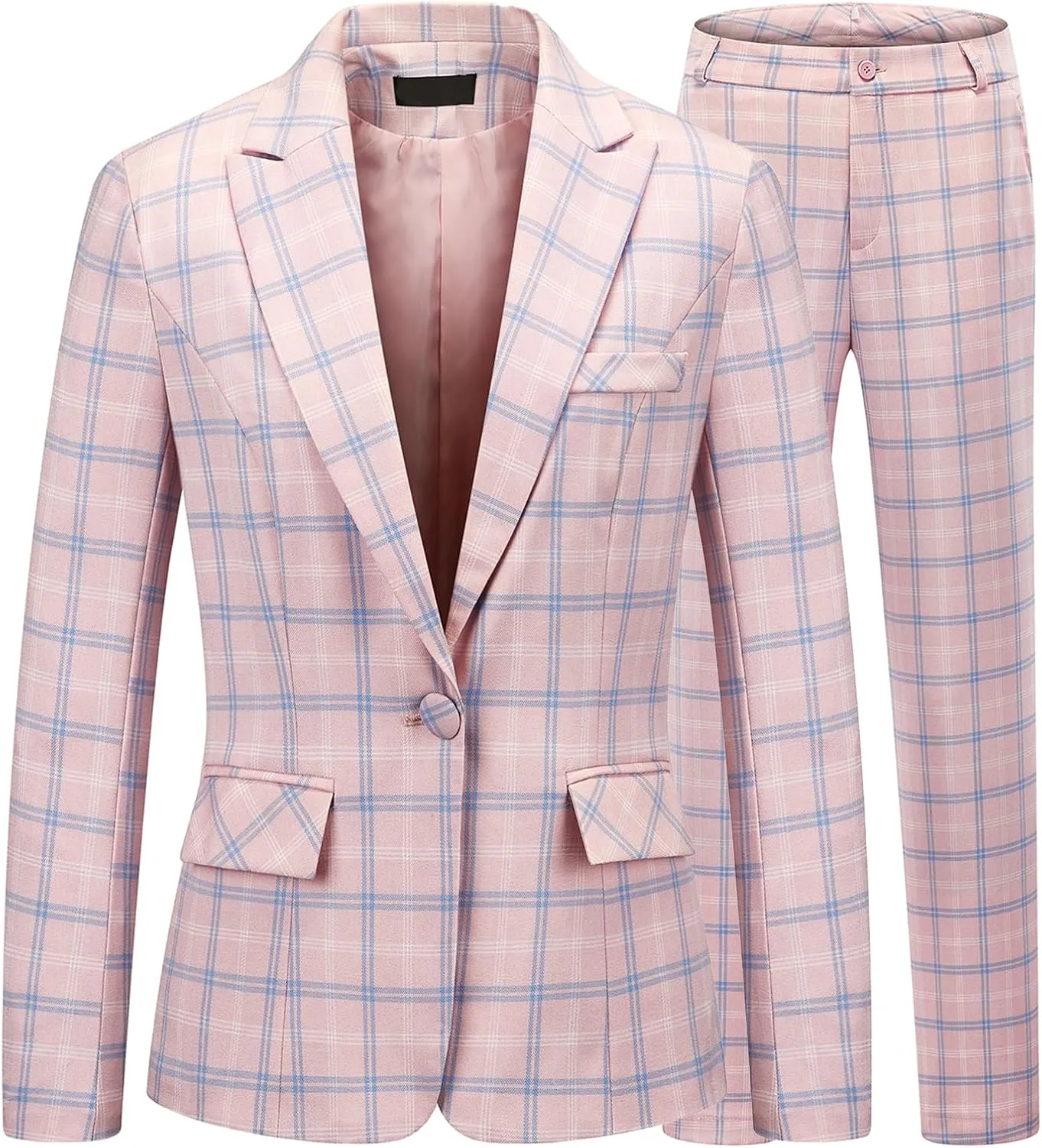 Lamgool Women's 2 Piece Plaid Suit Lady's Business Suit