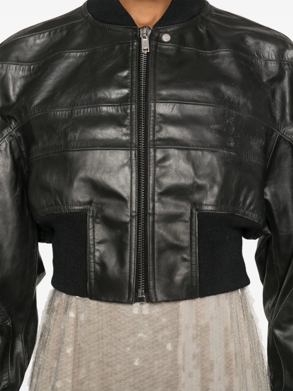 Leather bomber jacket
