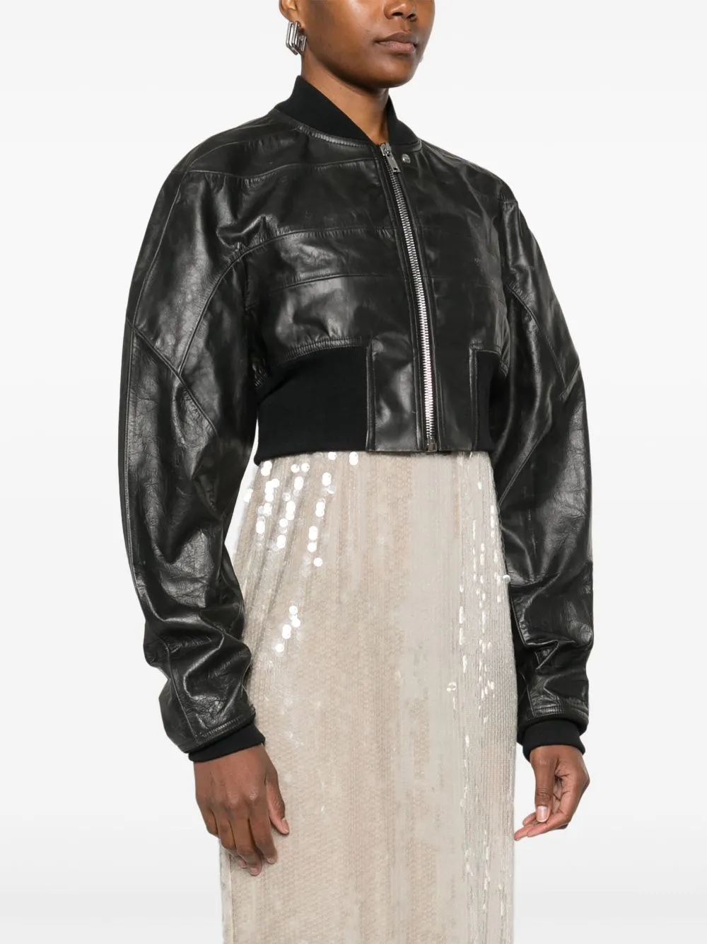 Leather bomber jacket