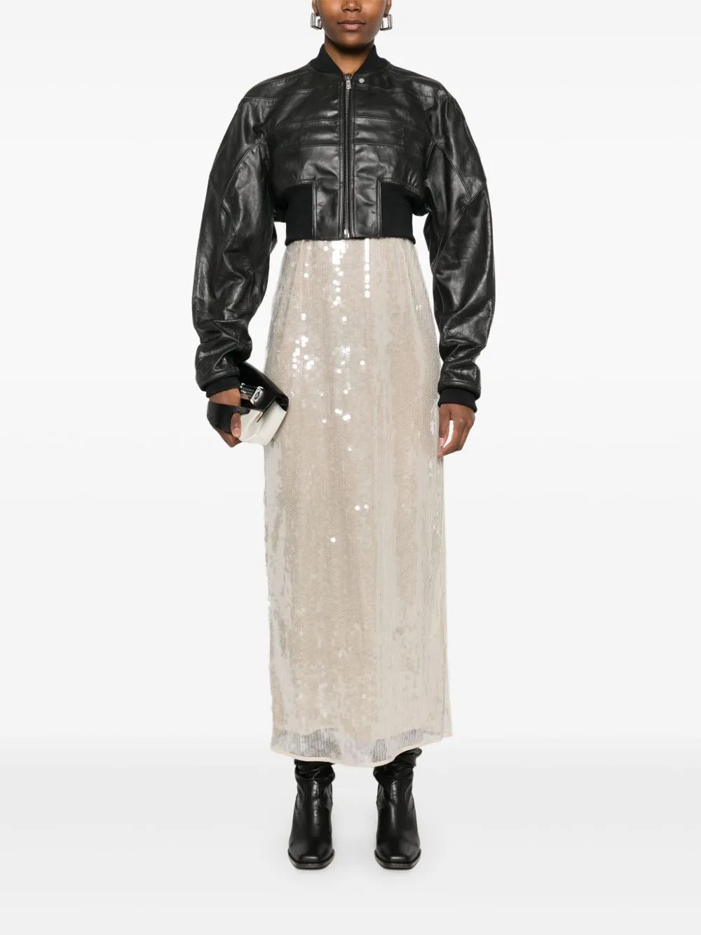 Leather bomber jacket