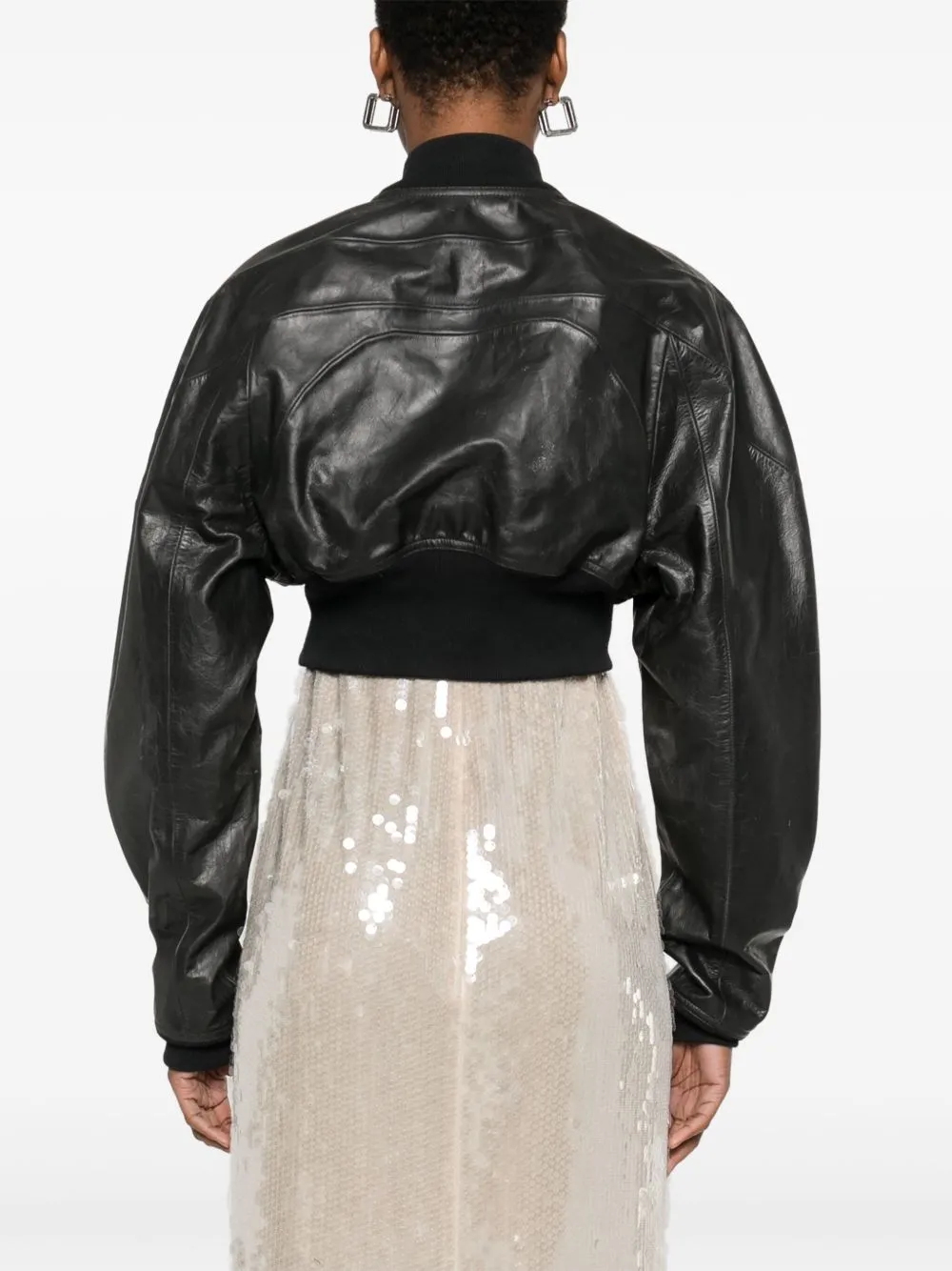Leather bomber jacket