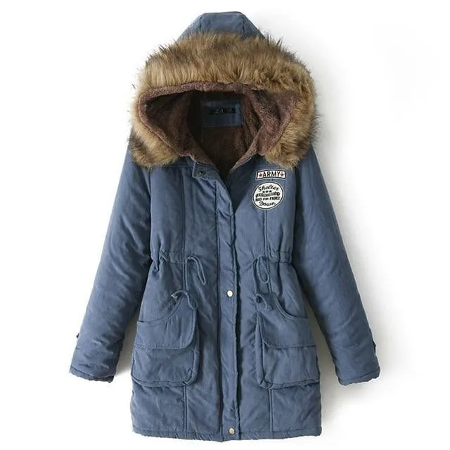 Long Fur Collar Parkas - Cotton Outwear