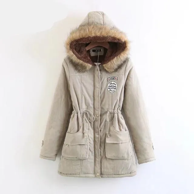 Long Fur Collar Parkas - Cotton Outwear