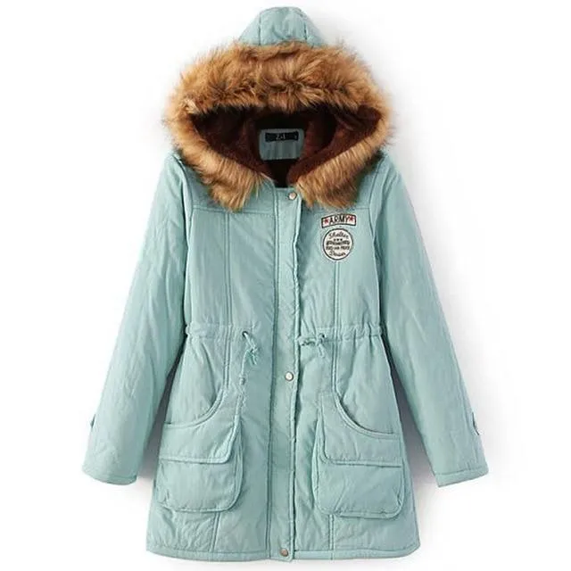Long Fur Collar Parkas - Cotton Outwear