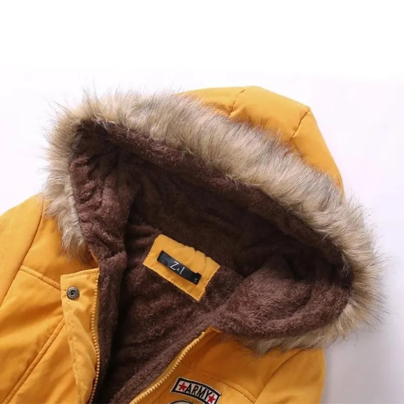 Long Fur Collar Parkas - Cotton Outwear