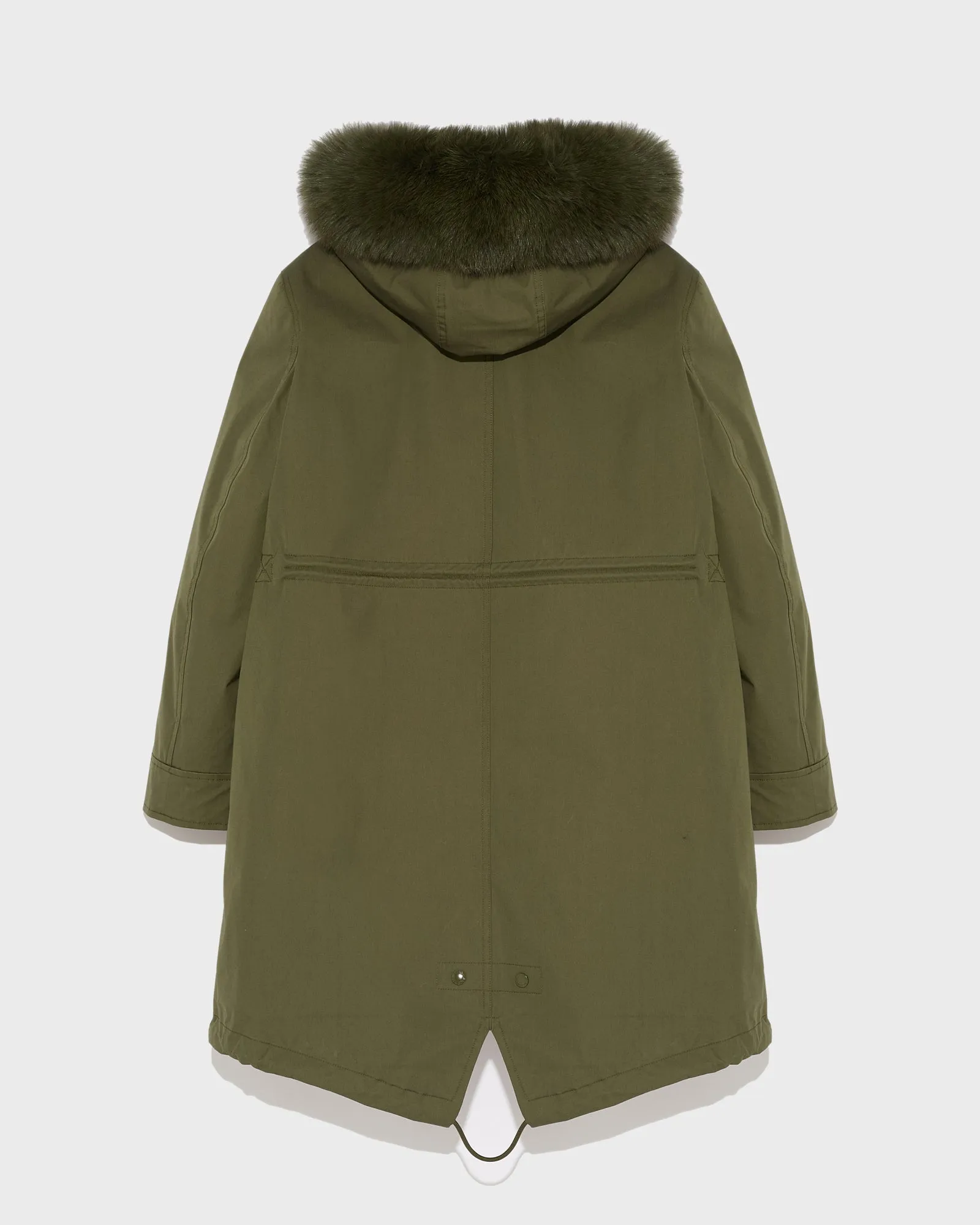 Long Iconic parka in waterproof cotton blend with fox and rabbit fur