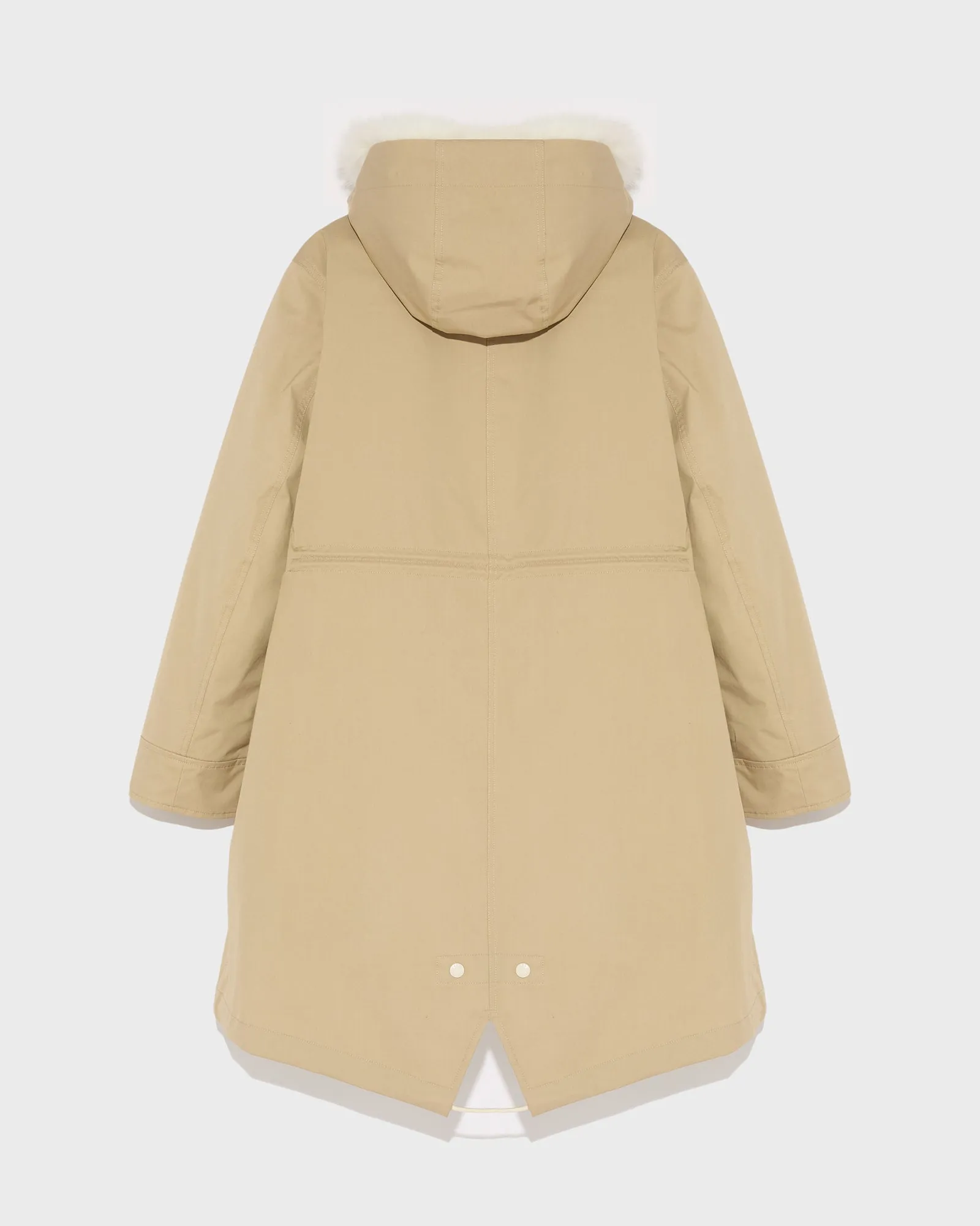 Long Iconic parka in waterproof cotton blend with fox and rabbit fur