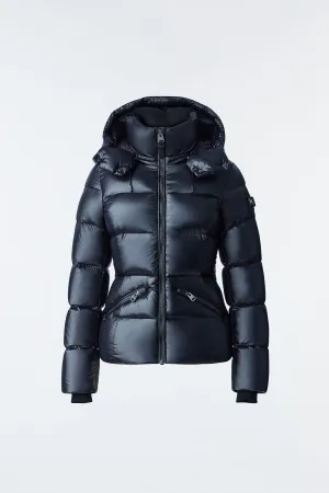 MADALYN lustrous light down jacket with hood for ladies Black
