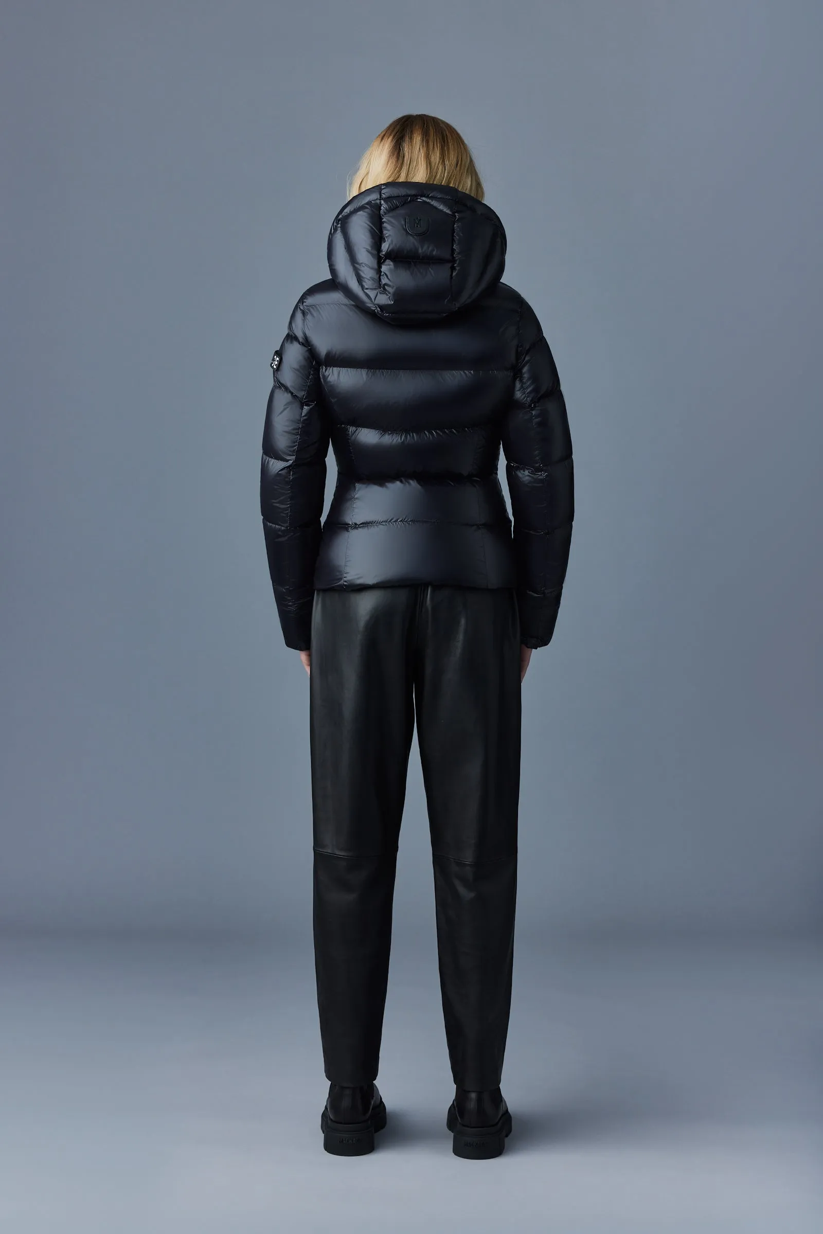 MADALYN lustrous light down jacket with hood for ladies Black
