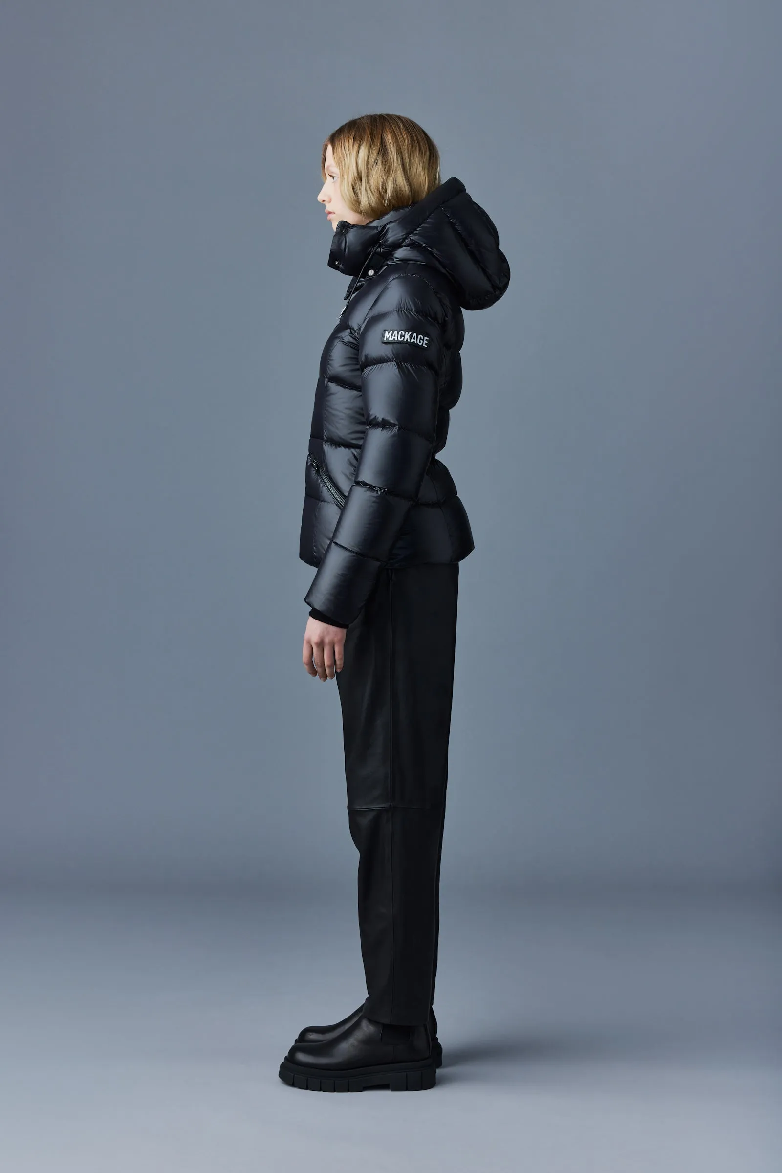 MADALYN lustrous light down jacket with hood for ladies Black