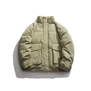 MADEEXTREME Winter Thickened Warm Big Pocket Coat Street Retro White Duck Down Collar Down Jacket For Men