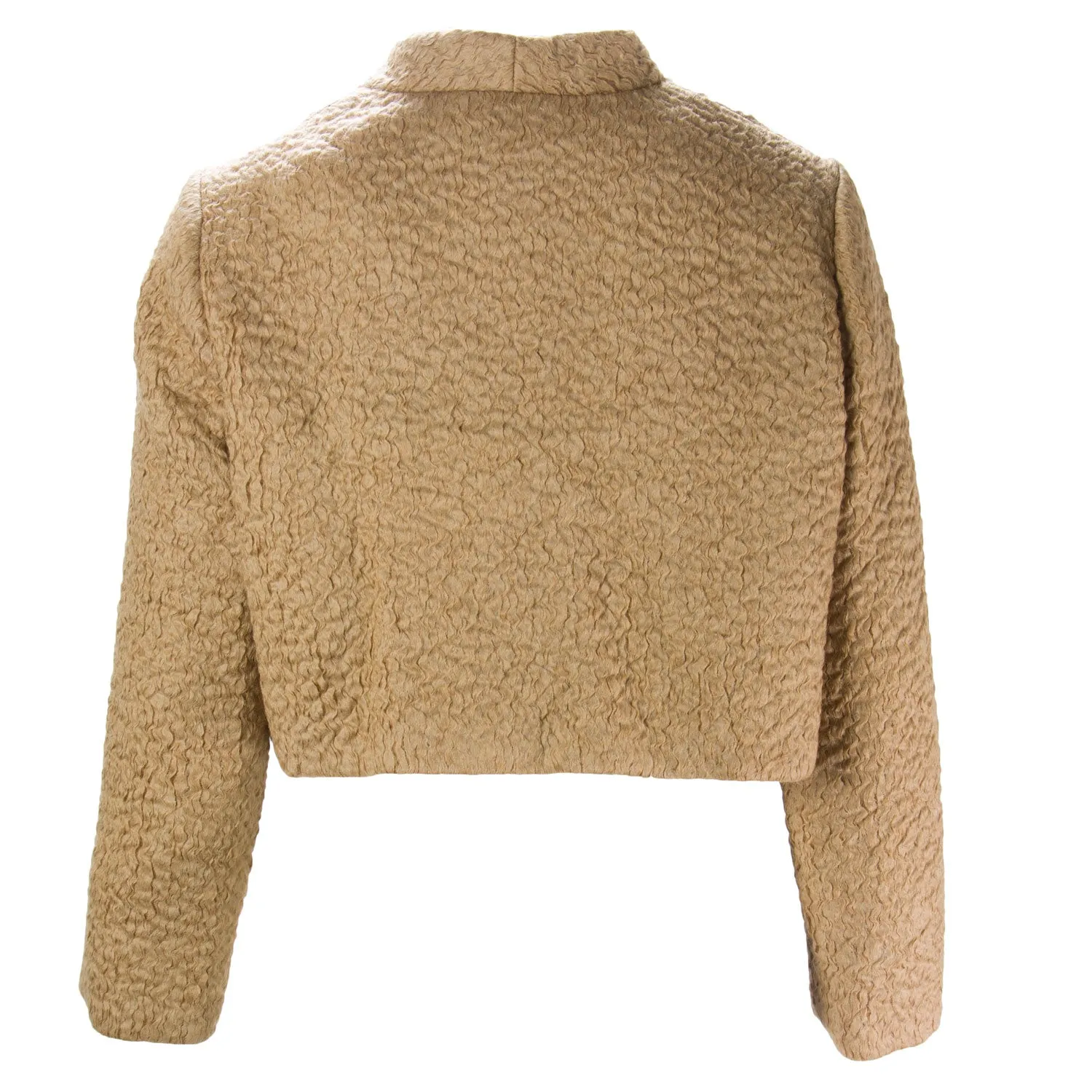MARINA RINALDI Women's Brown Cesto Cropped Mohair Coat $985 NWT