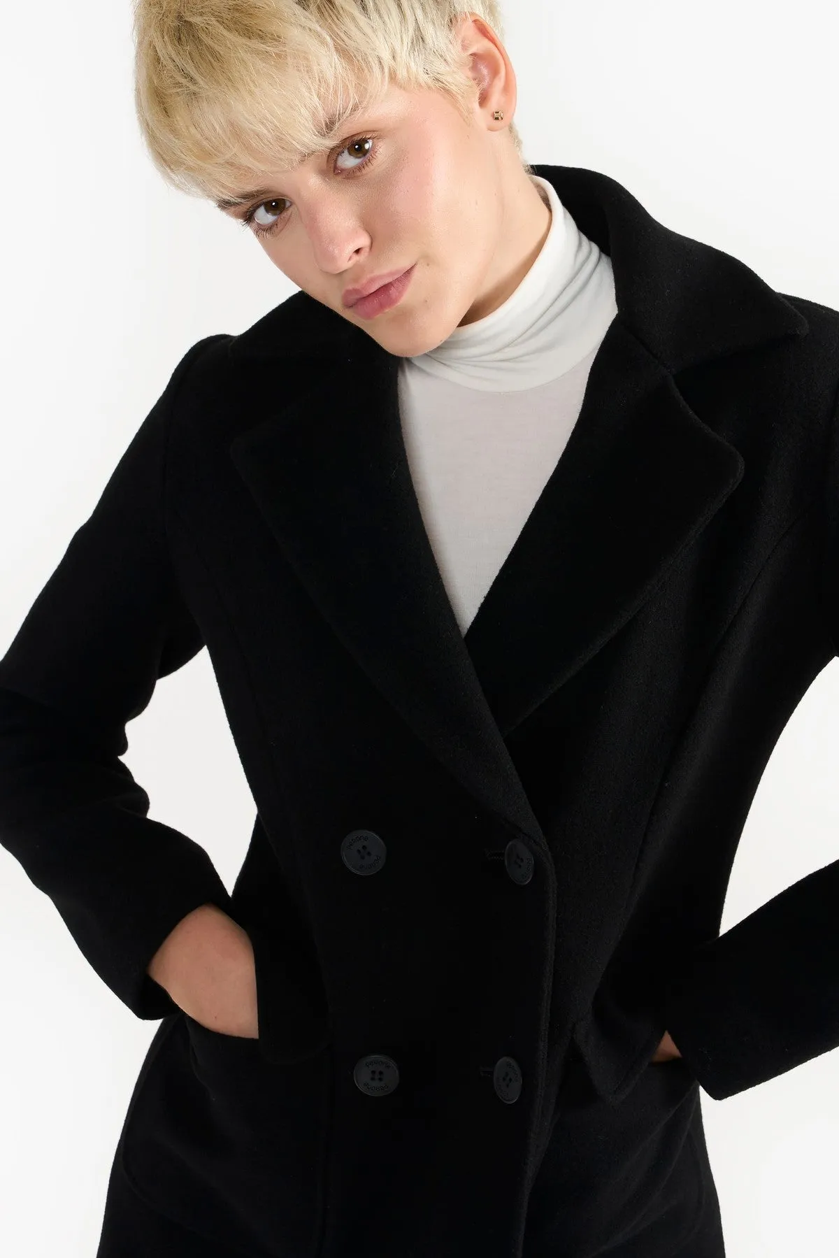 MAXINE BLACK WOMEN'S WOOLEN COAT