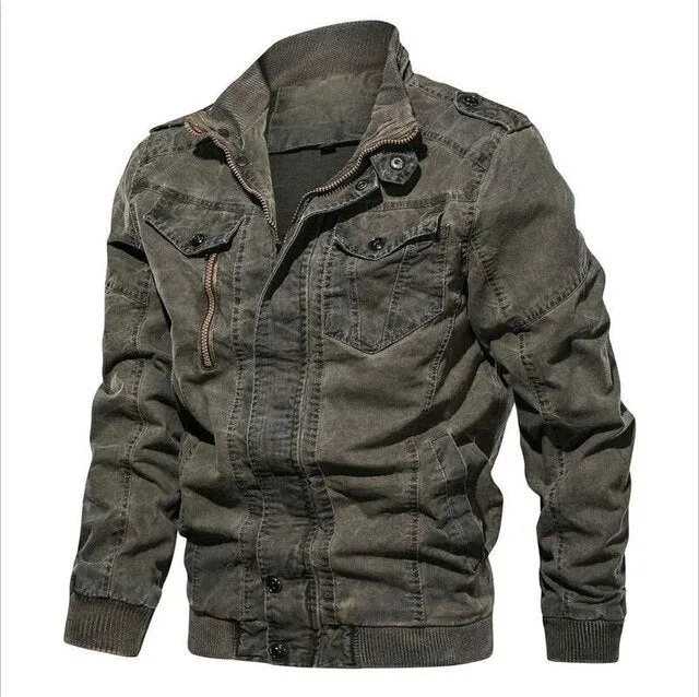 Men Big Size Military Tactical Denim Jacket