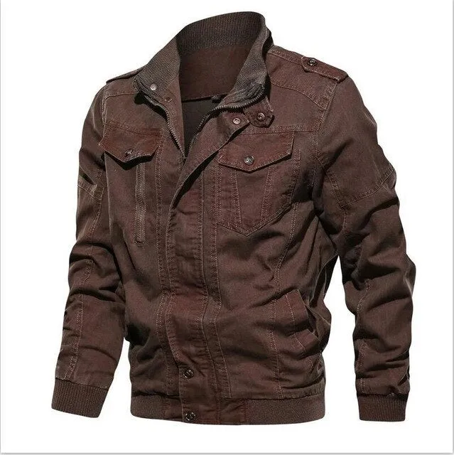 Men Big Size Military Tactical Denim Jacket