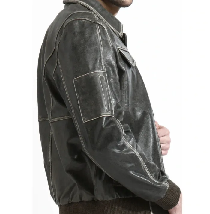 MEN BOMBER STYLE LEATHER JACKET