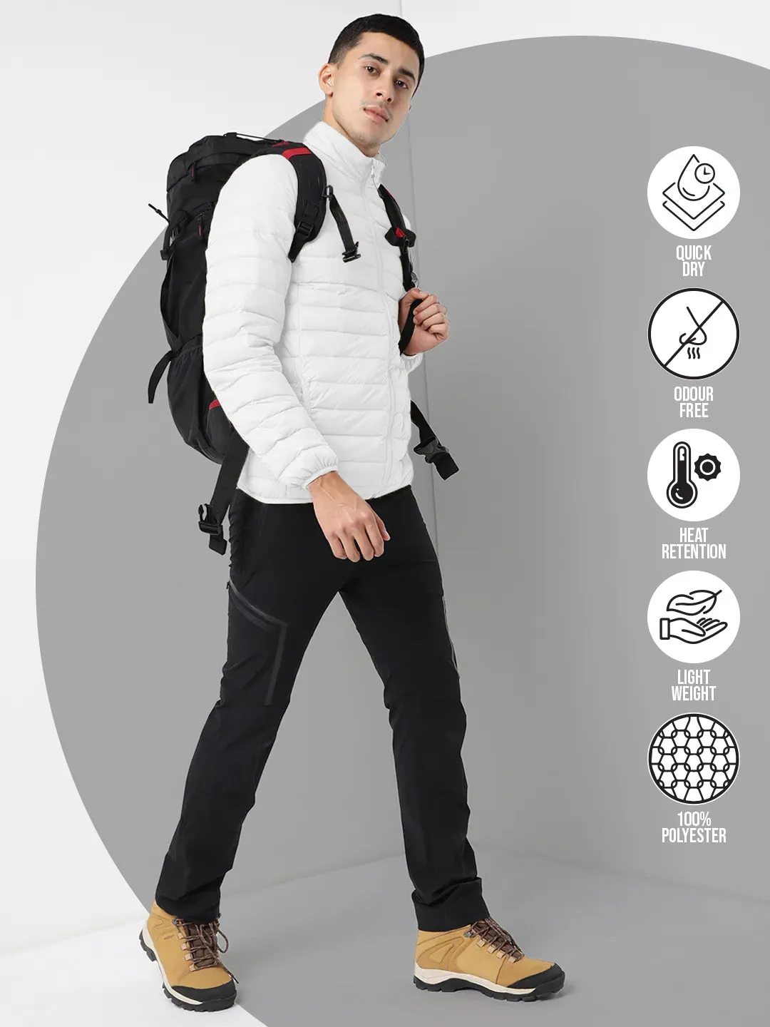 Men Plus Size NYC-White-F Solid Bomber Jacket