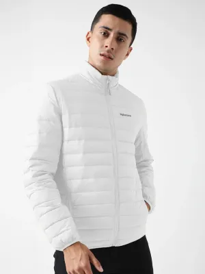 Men Plus Size NYC-White-F Solid Bomber Jacket