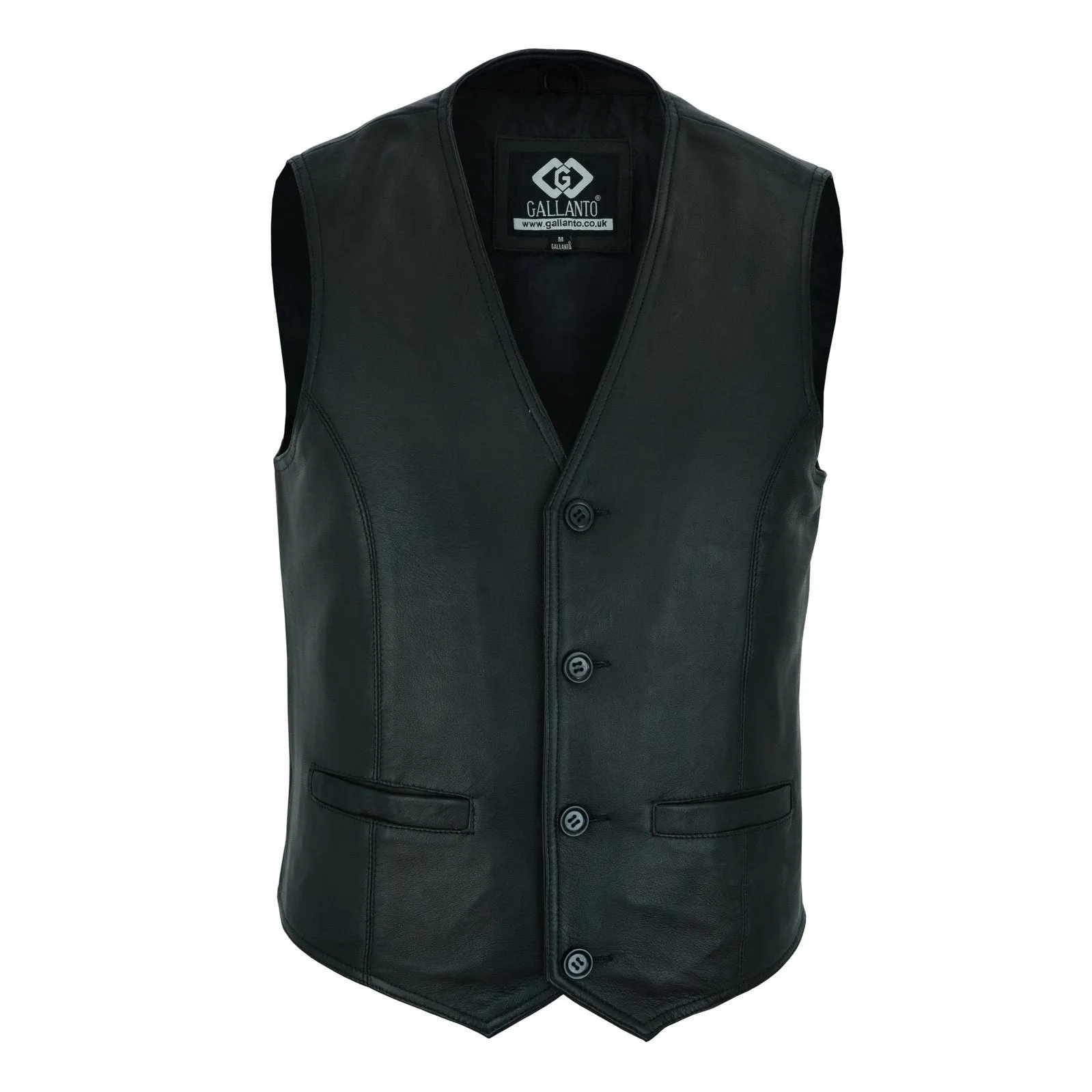 Mens Buttoned Tan or Black Soft Leather Waistcoat Vest