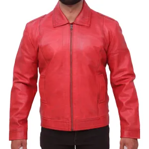 Men's Distressed Red Sheepskin Leather Jacket