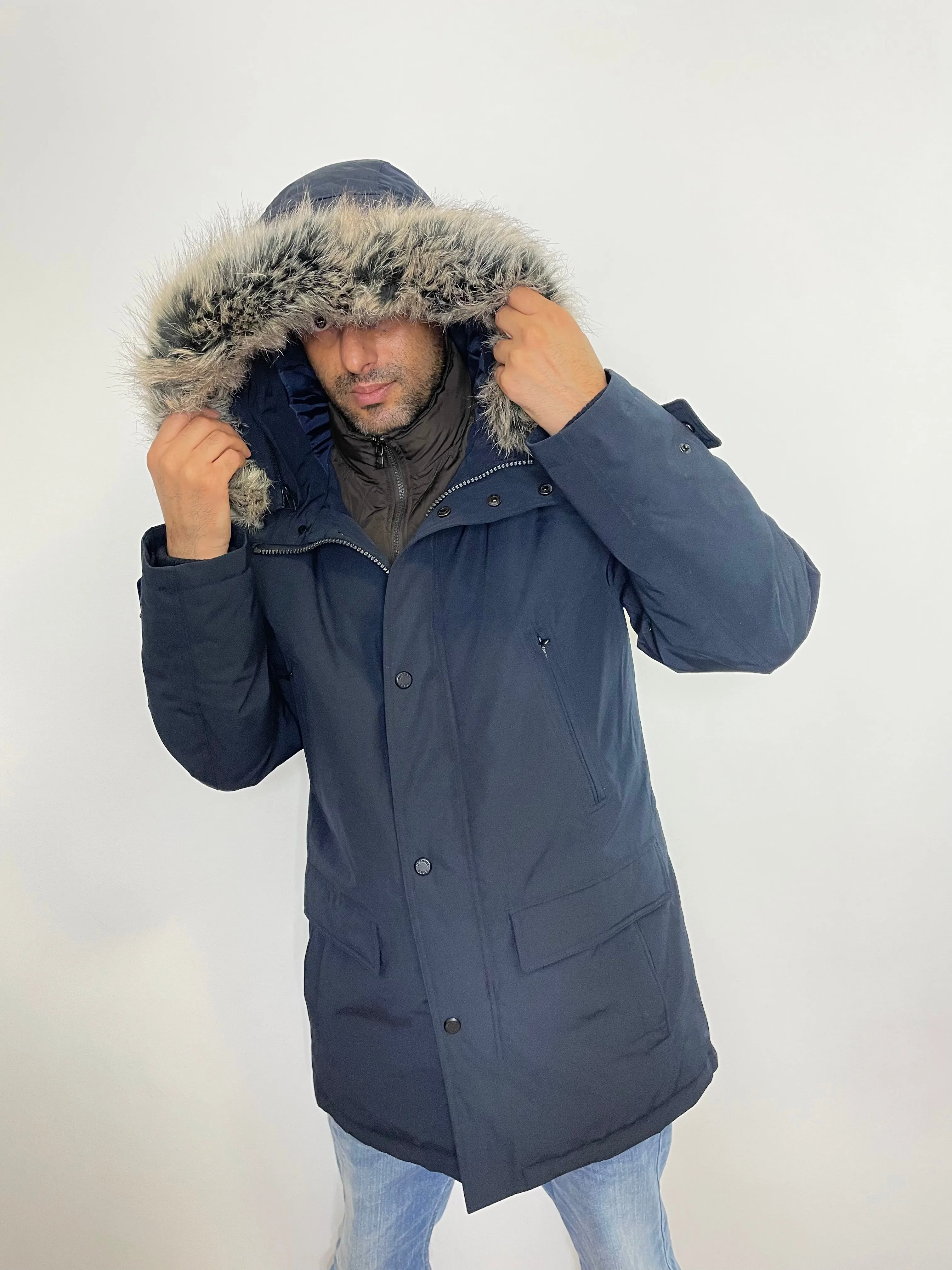 Men’s Faux Fur Parka Coat