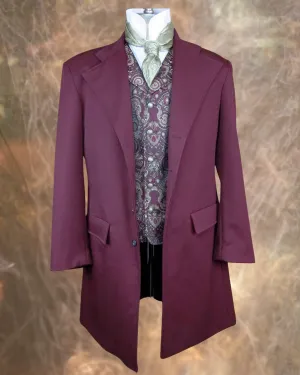Men's Frock Coat - Merlot Wool
