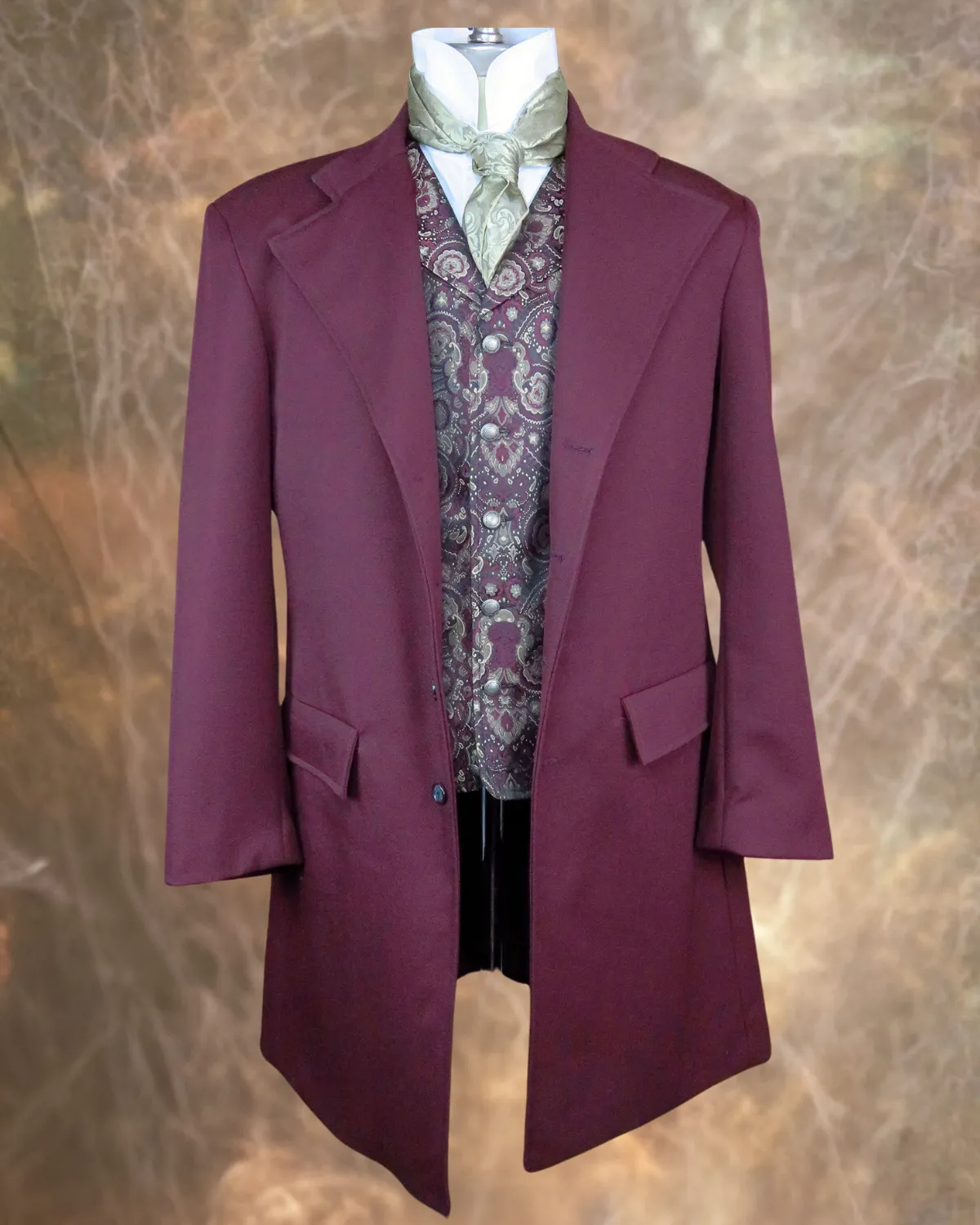 Men's Frock Coat - Merlot Wool