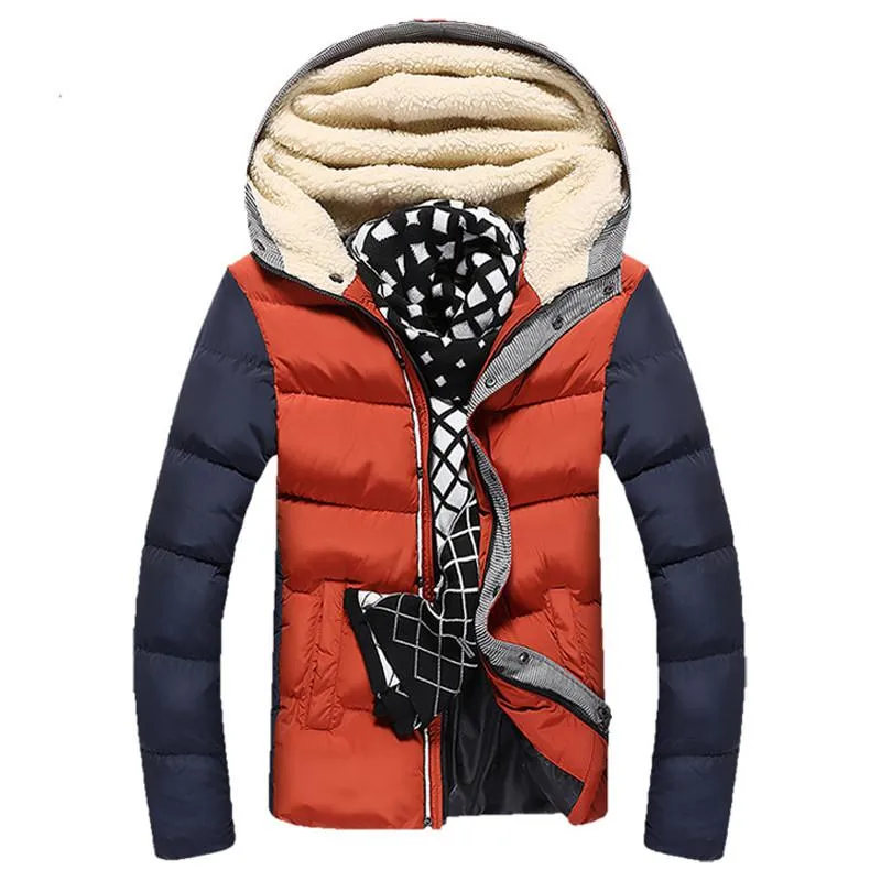 Men's Patchwork Thick Hooded Jacket In 4 Colors