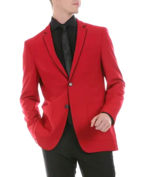 Mens Porter Red Slim Fit Blazer