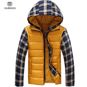 Men's Thermal Hooded Plaid Jacket