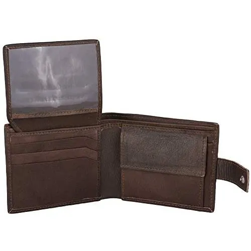 Mens Tri fold Wallet with Coin Pocket - RFID Protected Genuine Leather with Card Holder
