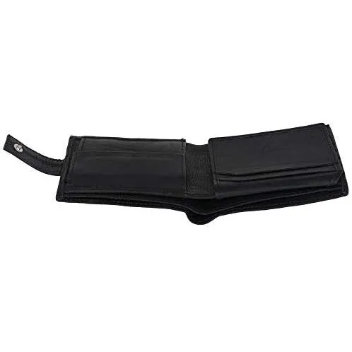 Mens Tri fold Wallet with Coin Pocket - RFID Protected Genuine Leather with Card Holder