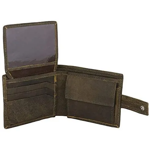 Mens Tri fold Wallet with Coin Pocket - RFID Protected Genuine Leather with Card Holder