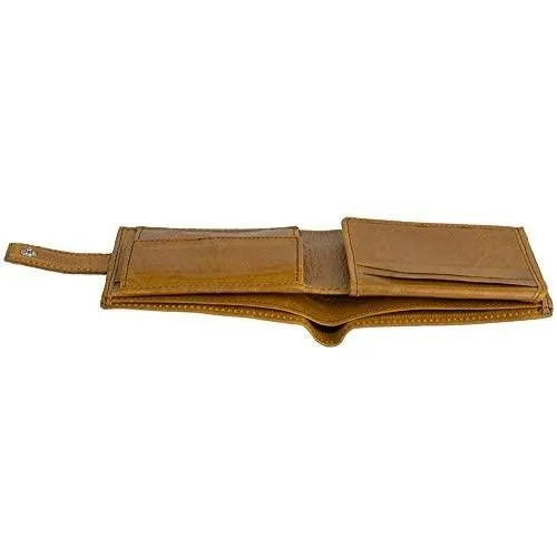 Mens Tri fold Wallet with Coin Pocket - RFID Protected Genuine Leather with Card Holder