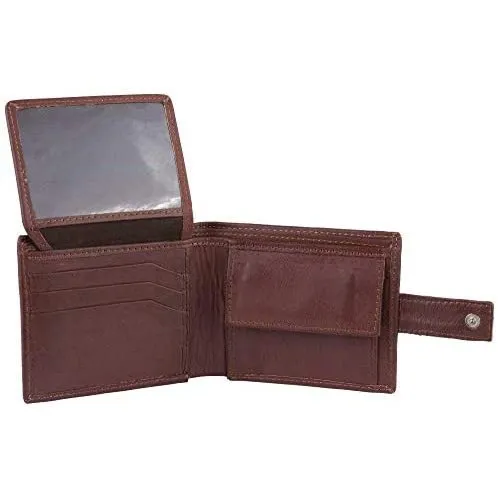 Mens Tri fold Wallet with Coin Pocket - RFID Protected Genuine Leather with Card Holder
