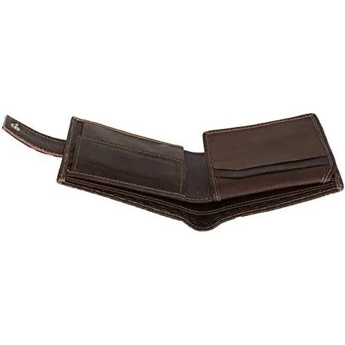 Mens Tri fold Wallet with Coin Pocket - RFID Protected Genuine Leather with Card Holder