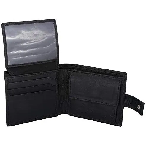Mens Tri fold Wallet with Coin Pocket - RFID Protected Genuine Leather with Card Holder