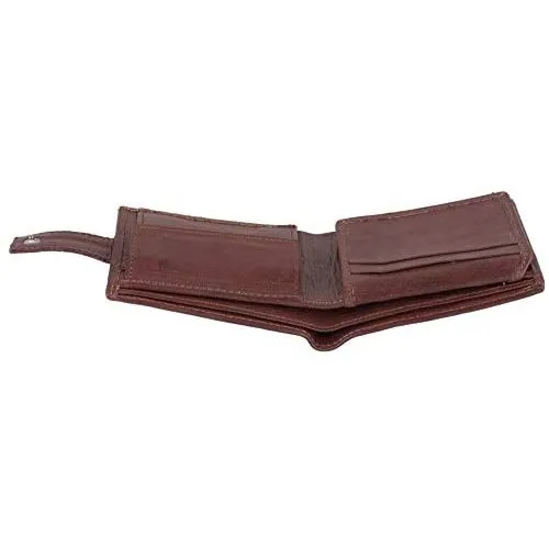 Mens Tri fold Wallet with Coin Pocket - RFID Protected Genuine Leather with Card Holder