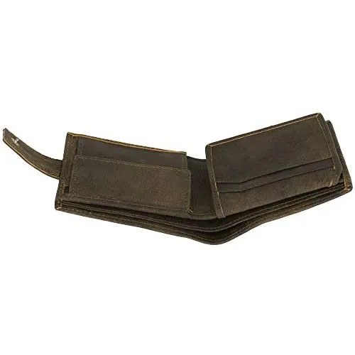 Mens Tri fold Wallet with Coin Pocket - RFID Protected Genuine Leather with Card Holder