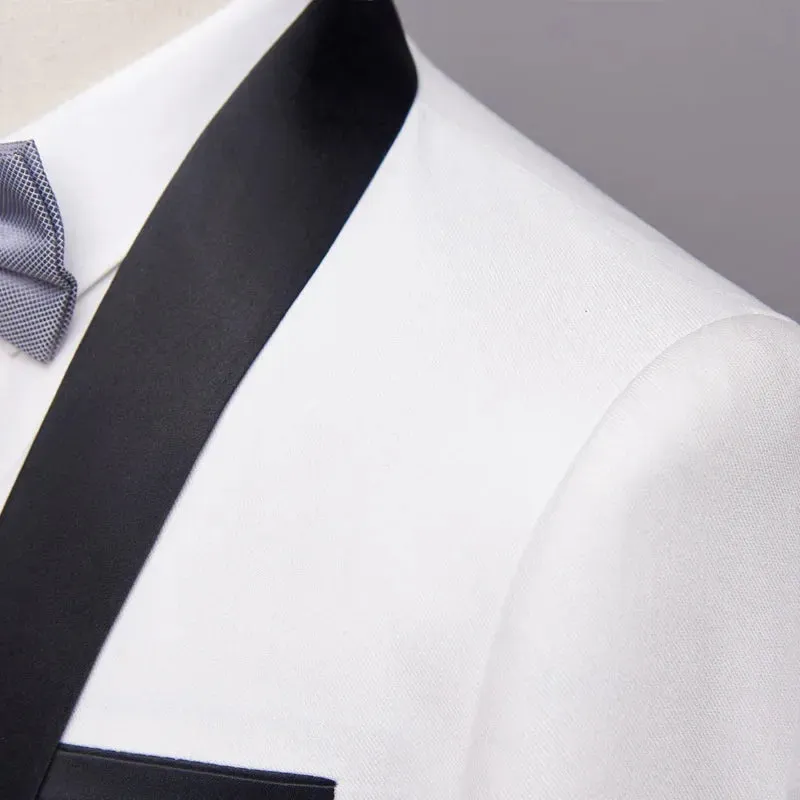 Men's White Wedding Suit Groom's Tuxedo Formal Business Men's Suit Slim Fitting Clothing