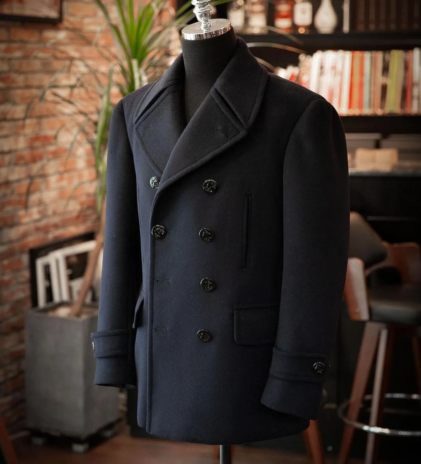 Men's Woolen  V-Sleeve Long  Jacket Casual