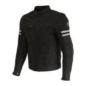 MERLIN Mens Motorcycle Leather Jacket Hixon II D3O Black