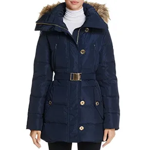 Michael Kors Womens Belted Down Coat M820828C Navy SM
