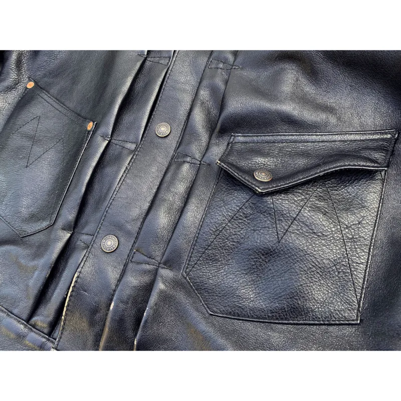 【MISTER FREEDOM】Ranch Blouse Jacket - Natrual & Black Leather / 西部 一二代 植鞣革皮衣