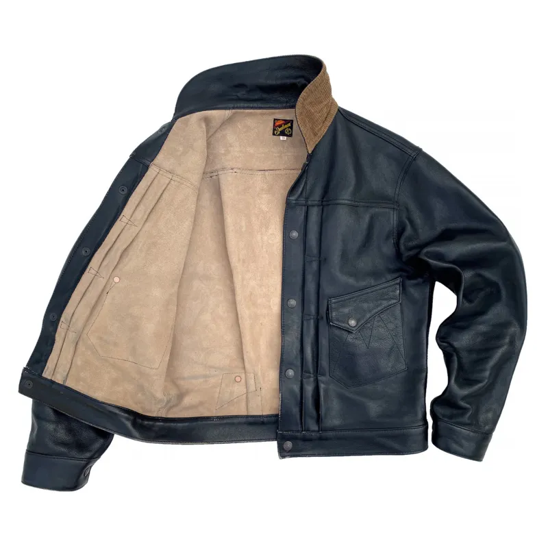 【MISTER FREEDOM】Ranch Blouse Jacket - Natrual & Black Leather / 西部 一二代 植鞣革皮衣