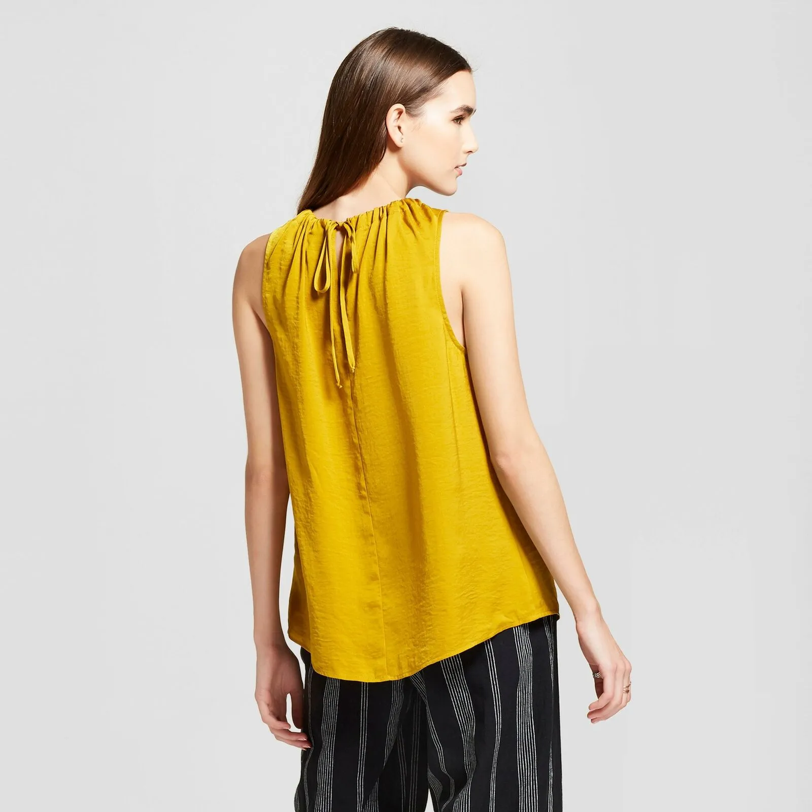 Mossimo Women's Shirred Neck Tank Top Sleeveless Blouse Shirt