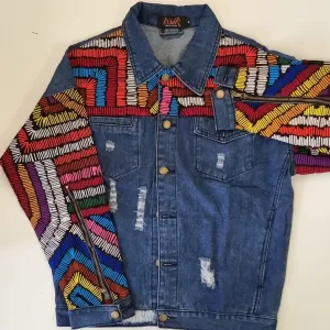 Multicolour Ankara Denim Jacket
