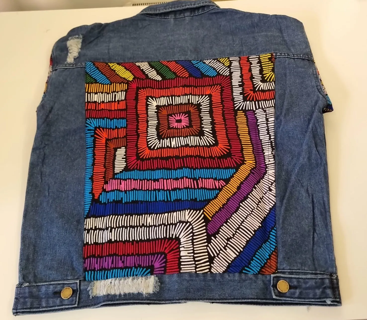 Multicolour Ankara Denim Jacket