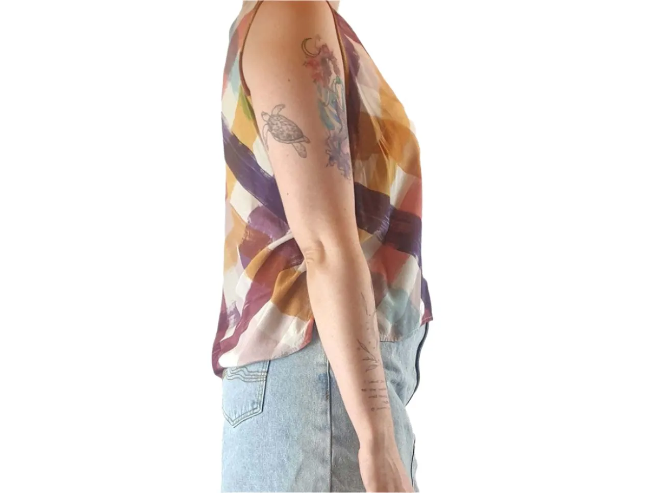 Nancybird colourful chunky style gingham print sleeveless top size M (best fits size 12)